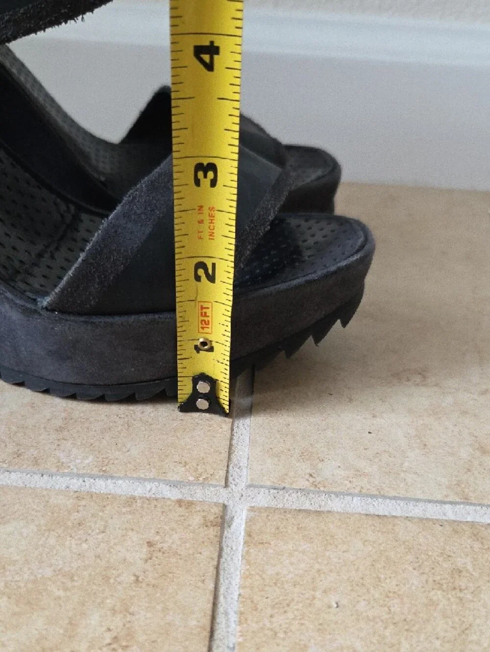 Pedro Garcia Black Leather & Suede Wedge Platform Sandals Velcro 4.5